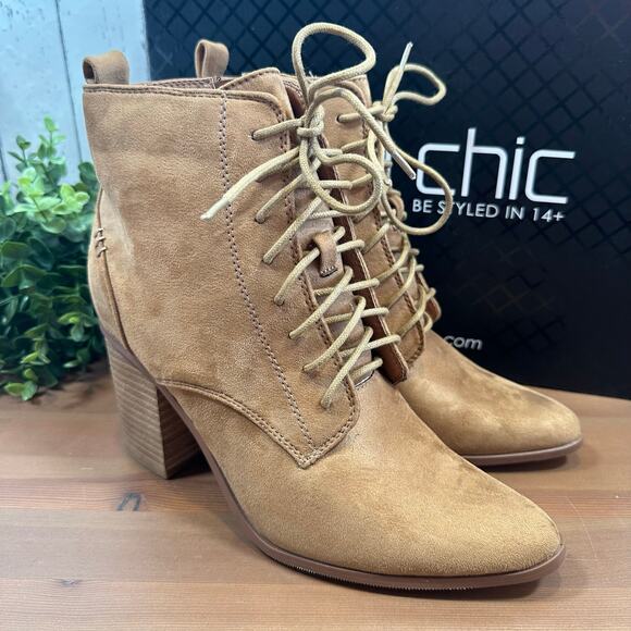 City Chic Women's Wide Fit Calista Ankle Boots Tan Size 40 US 9 - Picture 2 of 8